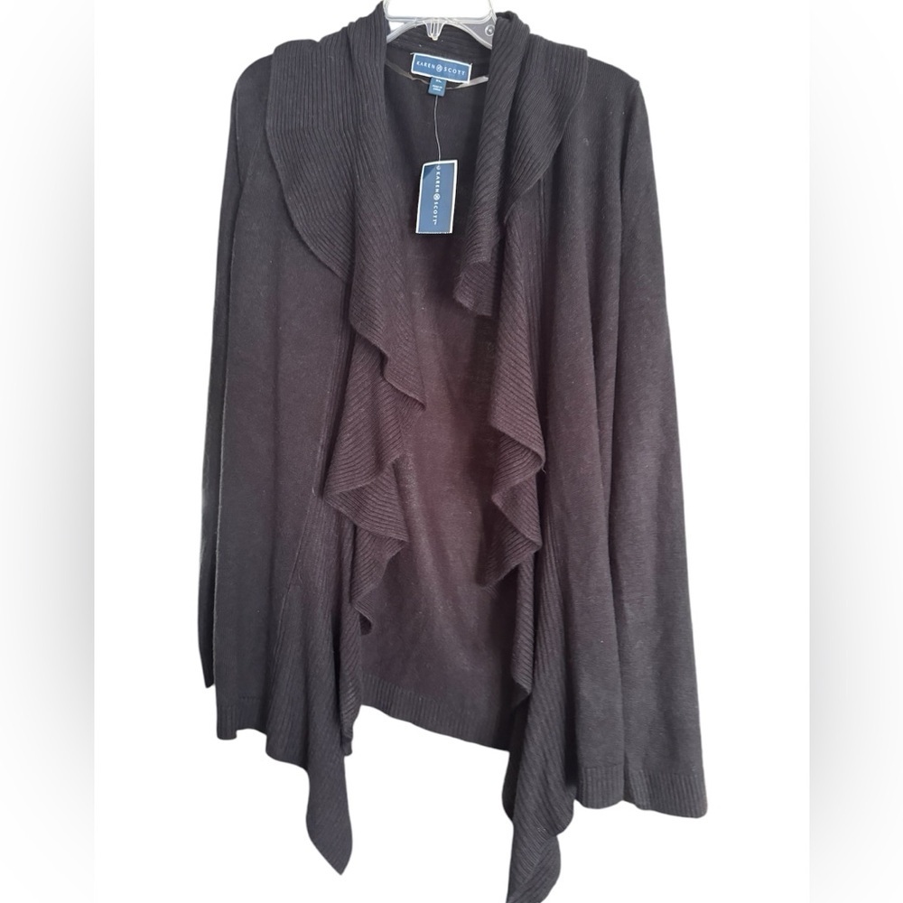 Karen Scott Black Luxsoft Cardigan NWT